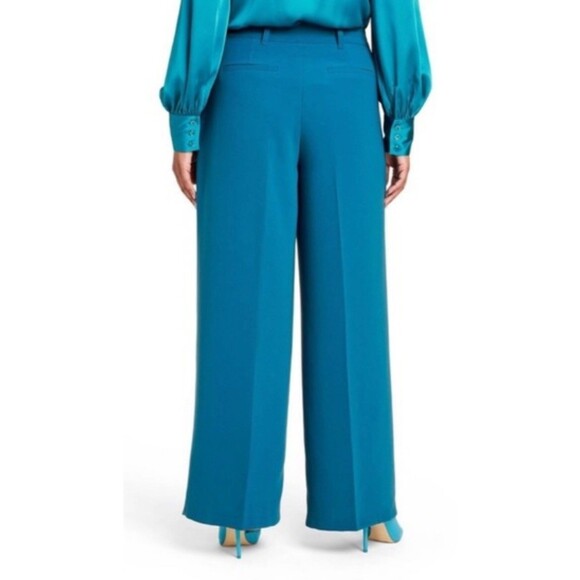 SERGIO HUDSON 2x Target Teal Blue High-Waist Wide Leg Trousers Pants (C10) - Picture 2 of 7